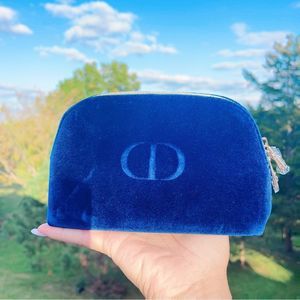Dior make up pouch blue velvet
